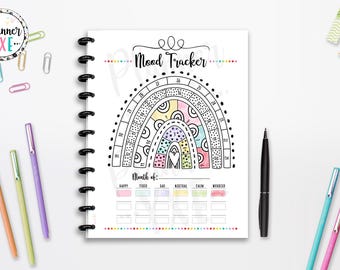 Mood Tracker Printable, Cutline, Planner Insert, Full Page, Half Page, 8.5"x11", Classic Happy Planner, A4, A5