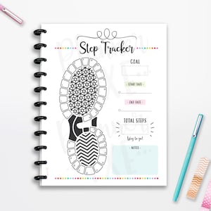 Step Tracker, INSTANT DOWNLOAD, Planner Insert, CUTLINES, Half Page, 8.5"x11", Classic Happy Planner, A4, A5, Printable Planner