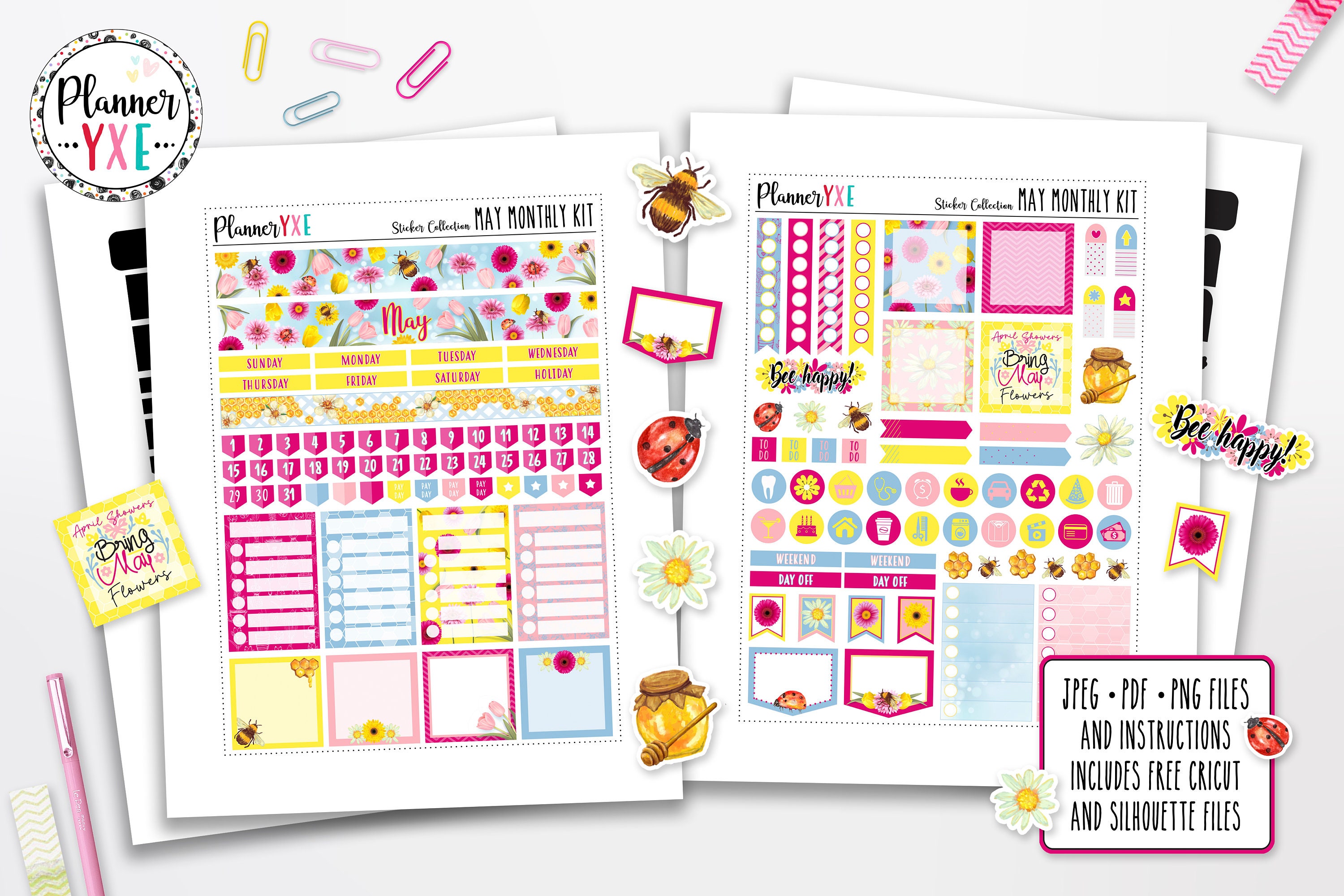 May Planner Stickers Spring Planner Stickers Printable - Etsy