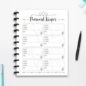 Passwortwächter druckbar, SOFORT-DOWNLOAD, halbe Seite, 8,5 "x 11", Classic HP, A4, A5