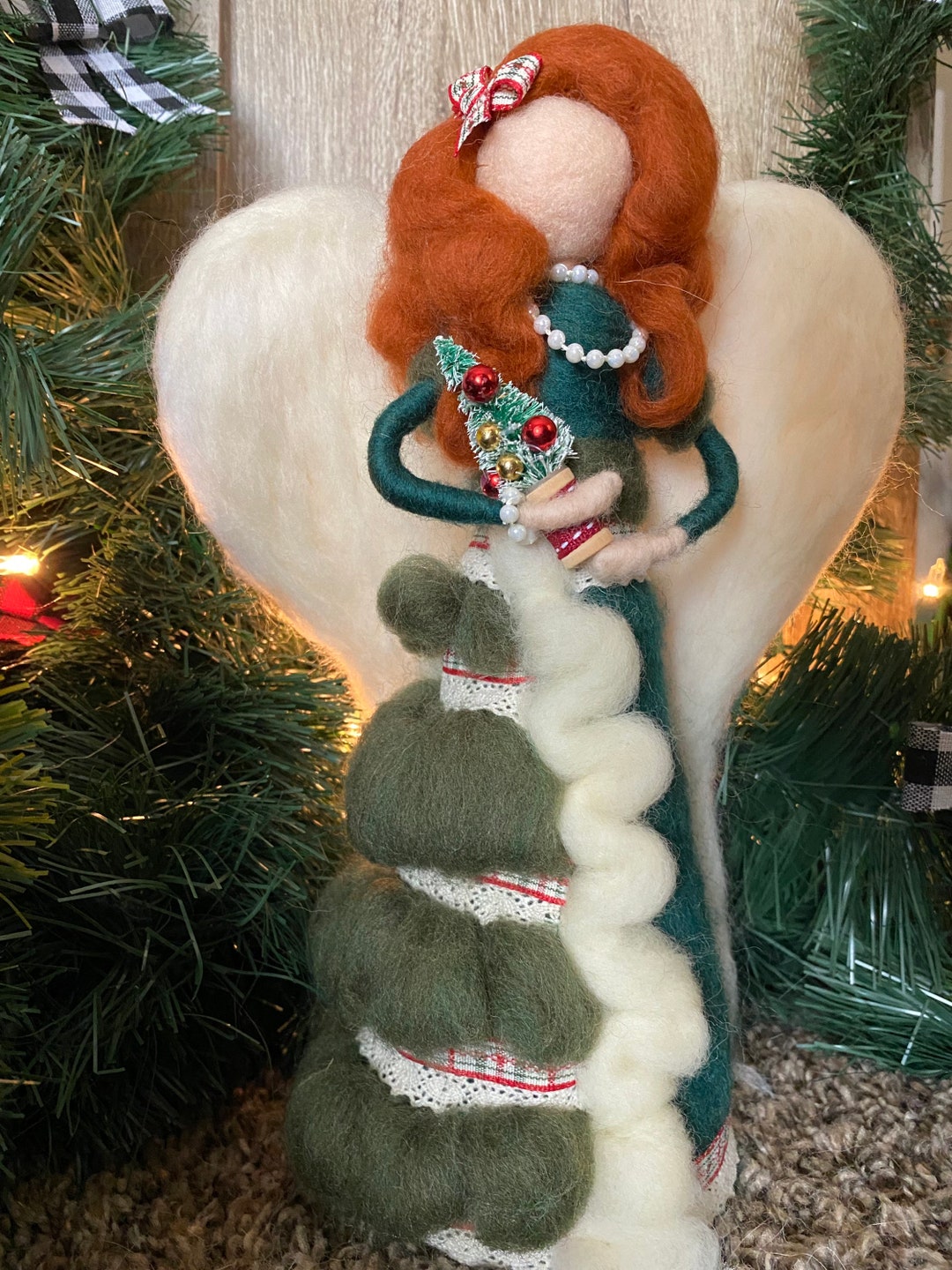 Wool Felted Angel Tree Topper Etsy
