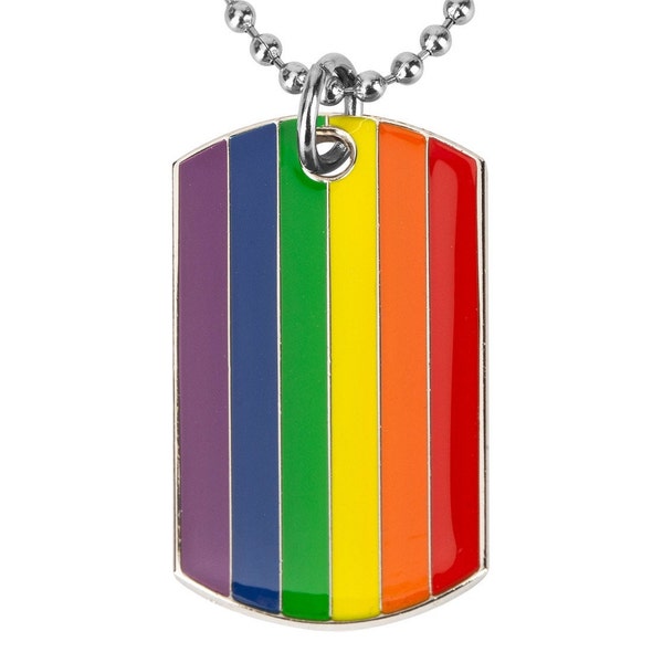 thumbnail image 2 of CENWA LGBT Gay Pride Rainbow Dog Tag Necklace Keychain LGBT Lesbian... 2 of 12