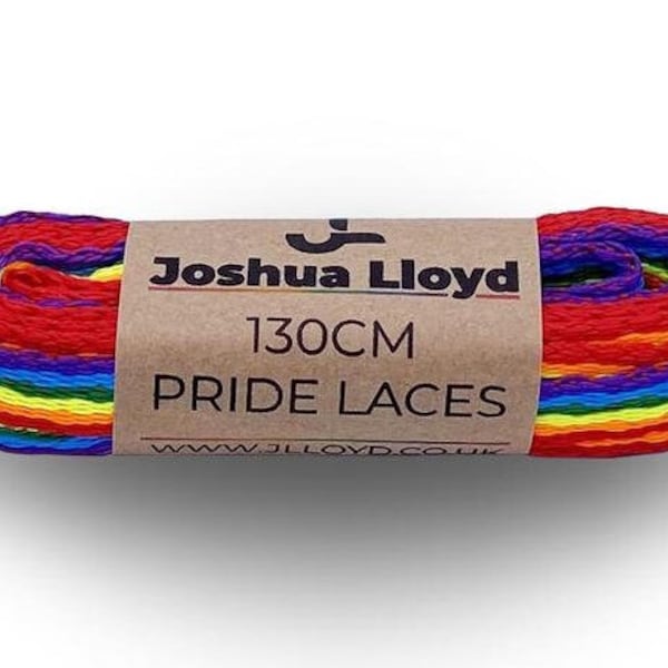 Rainbow Pride Shoelaces | 130cm Flat Style Lace | Subtle LGBT Gay Pride Accessories | High Grade Waterproof Polyester | LGBTQ+ Pride Event