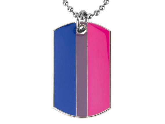 Bisexual Pride Flag Dog Tag Necklace LGBTQ Pride