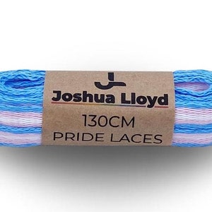 Transgender Pride Shoelaces | 130cm Flat Style Lace | Subtle Trans Pride Accessories | High Grade Waterproof Polyester | LGBTQ+ Pride Event