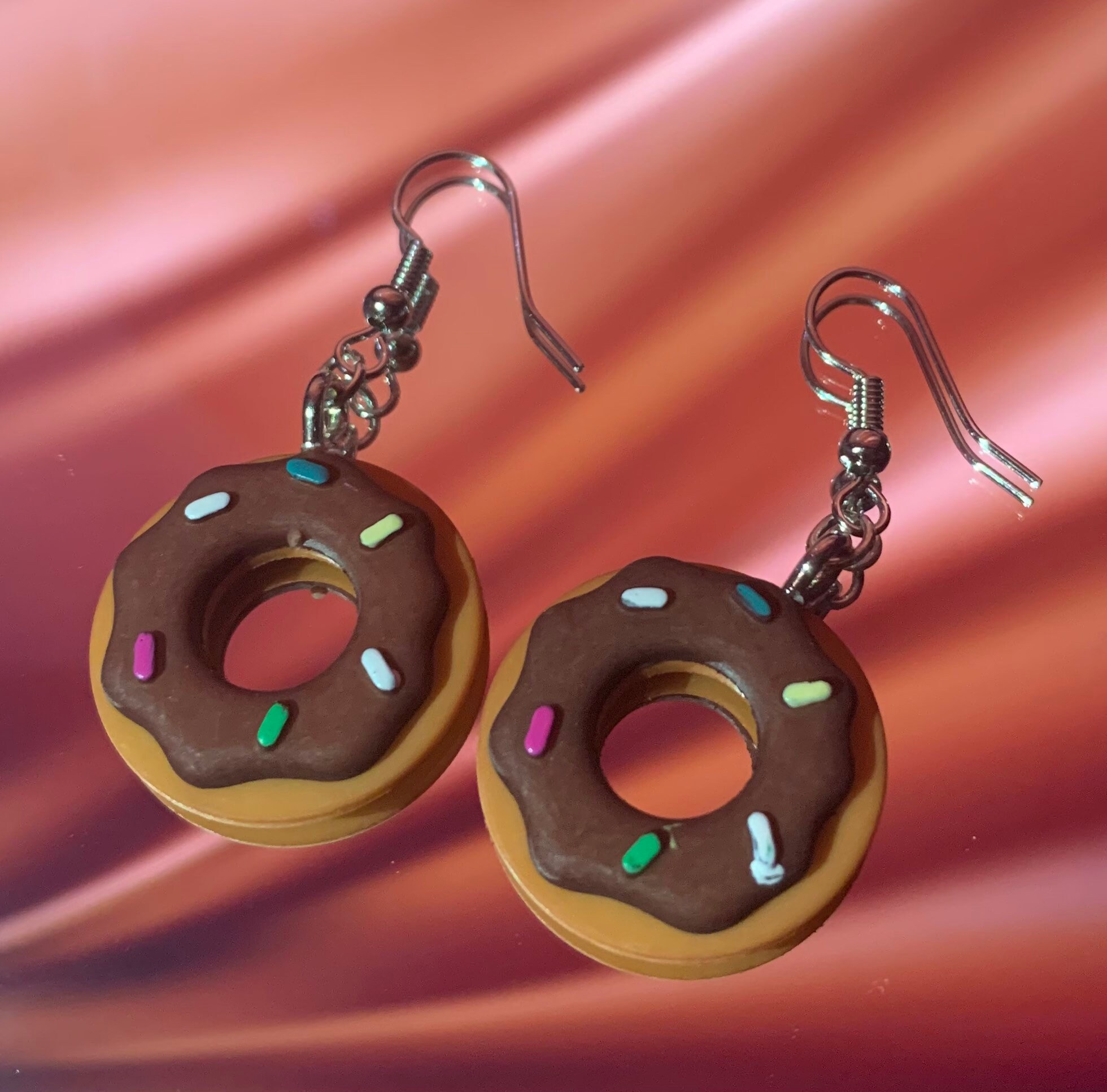 Chocolate Donut Earrings Etsy UK
