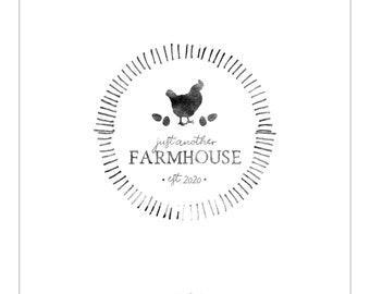 chicken logo, hen logo, farmhouse logo, farm logo, custom logo, hand drawn logo, premade logo