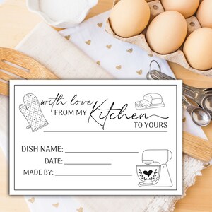 printable food card, farmhouse, recipe card, food gift, homemade, food tag