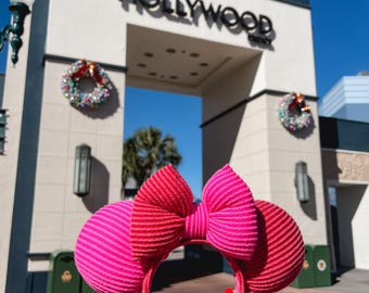 Red and Pink Ribbed Mouse Ears