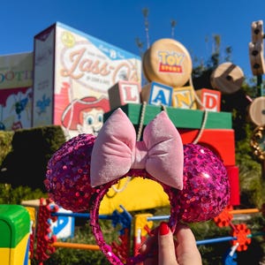 Pink Sequin & Velvet Mouse Ears
