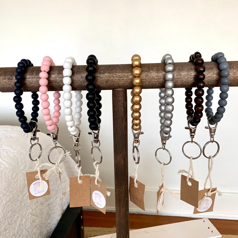Wooden Bracelet Keychain Wooden Key Ring Bracelet Key Etsy