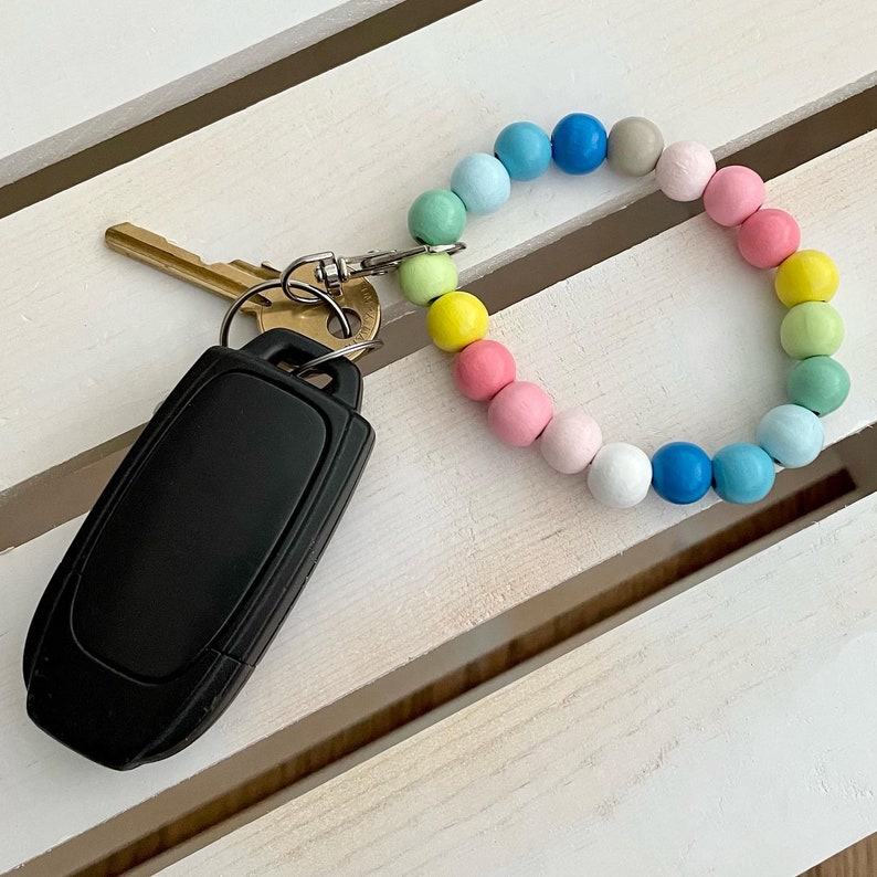 Wooden Bracelet Keychain Wooden Key Ring Bracelet Key Etsy