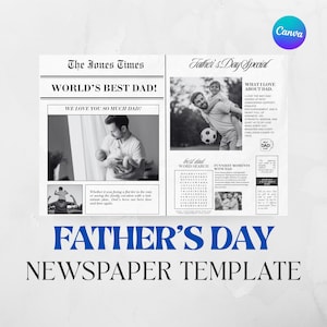 Personalized Father’s Day Newspaper Template, Editable Father’s Day Gift, Custom Dad Gift, Digital Canva Template, Last Minute Gift