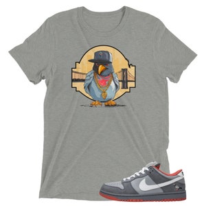 Pigeon Dunks Short sleeve t-shirt to match SB Dunk Pigeon Sneakers. Sneaker Matching Shirt, SB Dunks, Brooklyn T-Shirt, NYC T-Shirt