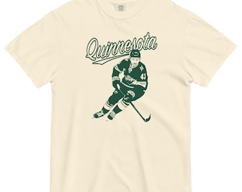 Quinnesota Unisex garment-dyed heavyweight t-shirt, Minnesota Hockey Shirt, State of Hockey