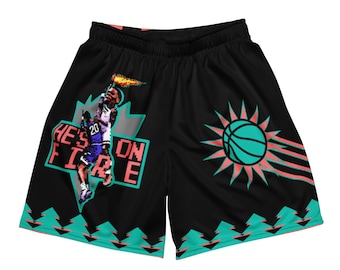 He&#39;s On Fire Shorts - Minnesota Basketball Unisex mesh shorts - Anthony Edwards - Retro Basketball Shorts