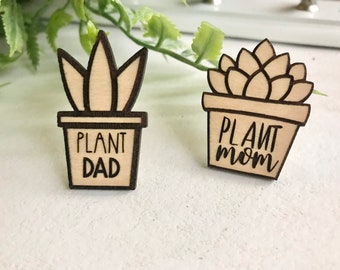 Plant Mama Daddy Brooch Badge Pin Lapel Gift Succulent Gardening Jewellery 