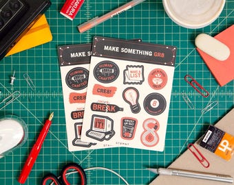 Sticker Sheet with 10 Hand-Illustrated Stickers