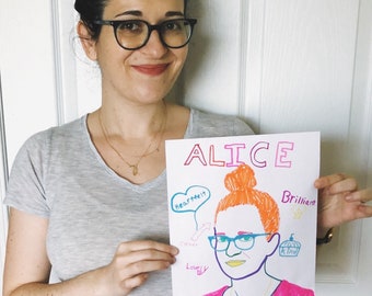 Colorful, handmade portrait - custom made, hand drawn from photo, thoughtful bff, personalized gift, unique decoration, unusual and awesome!