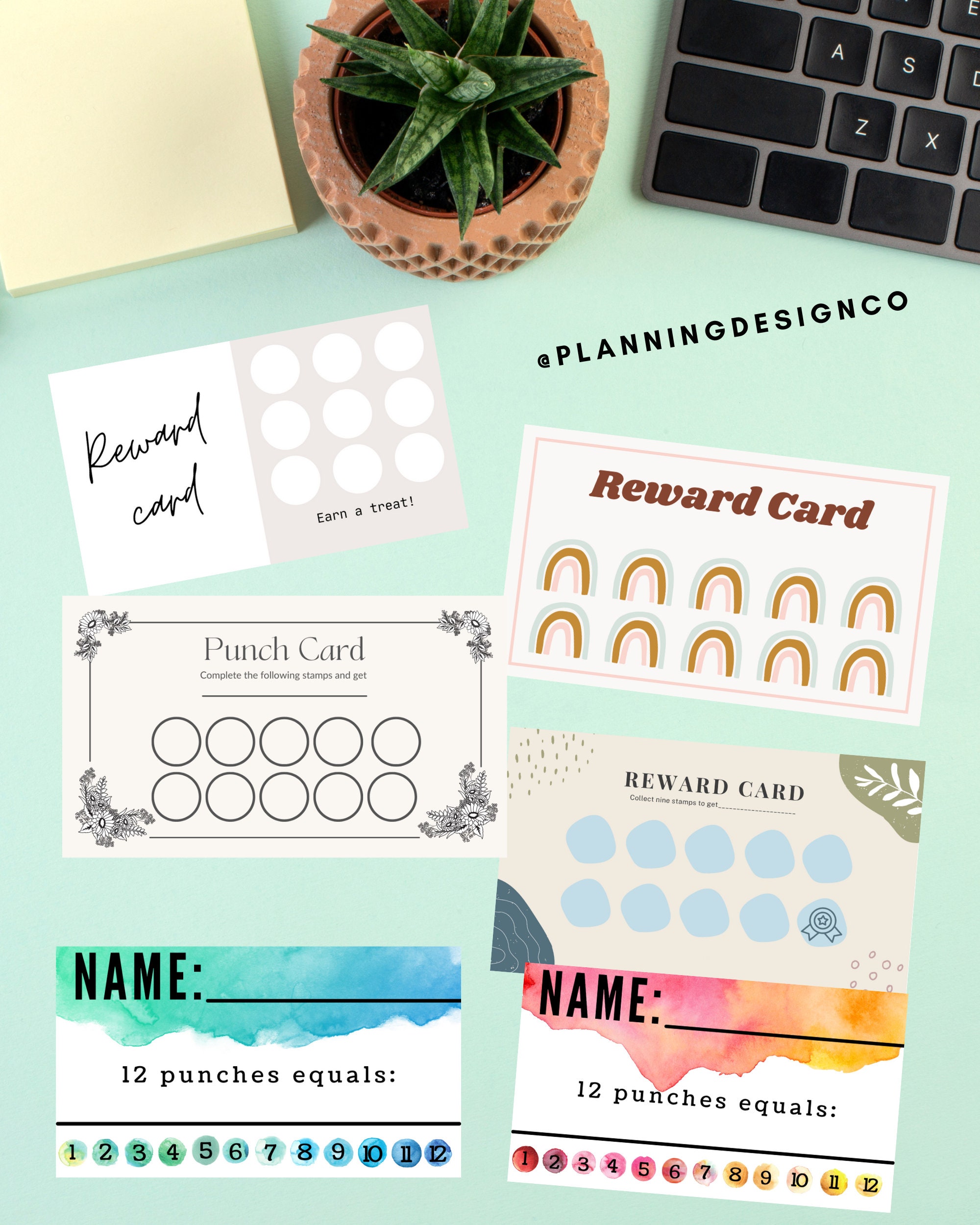 Variety Pack of Punch Cards Digital Print, 10-12 Punches per Card - Etsy