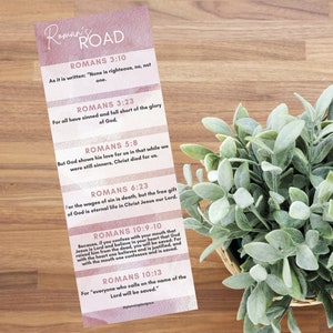 Roman&#39;s Road Printable Bookmark. Pink. KJV