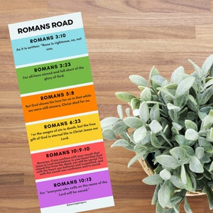 Roman's Road Printable Bookmark. Bright. ESV