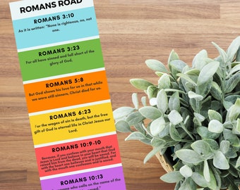 Roman's Road Printable Bookmark. Bright. ESV