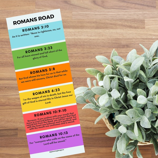 Roman's Road Printable Bookmark. Bright. ESV