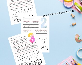 Number 1-9 worksheet printable download