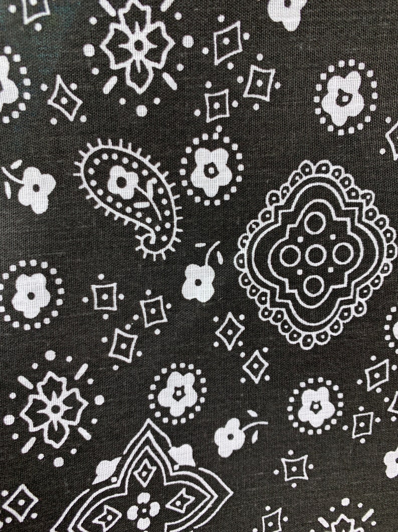 Cotton for Face Masks Black Bandana Print Fabric Woven on Poly Etsy