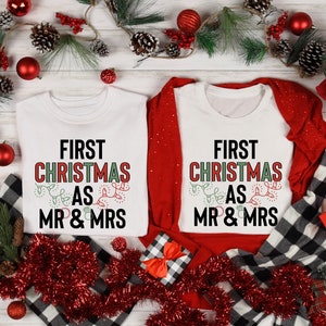 Christmas Couple Pajamas, Mr and Mrs Shirts, Christmas Couples Pajamas, Wifey hubby Christmas, First Christmas Shirt, Xmas Couple gift shirt