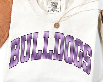 Comfort Colors® Custom Mascot Shirt, School Spirit Shirt, Preppy Game Day Shirt, Back To School Gift, Striped Team Mascot Shirt, School