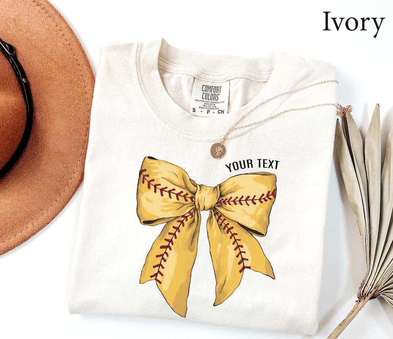 Comfort Colors® Custom Softball Game Day Shirt, Softball Bow Shirt, Softball Fan Shirt, Sports Tee, Womens Softball shirt, Softball Mom Gift image 2