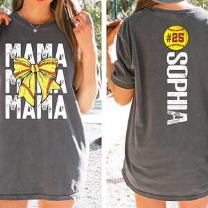 Comfort Colors® Softball Mama Shirt, Softball Shirt, Softball Team, Mother's day shirt, Women's softball shirt, Personalized Softball Gifts image 1