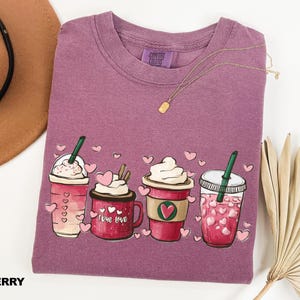 Comfort Colors® Valentines Day Coffee Lover Shirt, Coffee Valentine Shirt, Coffee Shirt, Cute Iced Coffee Latte Shirt, Valentine's Day Shirt image 7