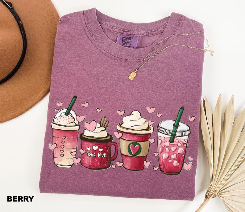 Comfort Colors® Valentines Day Coffee Lover Shirt, Coffee Valentine Shirt, Coffee Shirt, Cute Iced Coffee Latte Shirt, Valentine's Day Shirt image 7