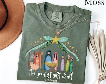 Comfort Colors® Christian Christmas Nativity Shirt, Religious Holiday Shirt, Matthew 1:21 Verse, True Story Shirt, Bible Verse Shirt