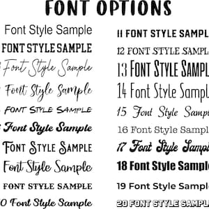 Pu&ograve; includere: Un grafico di 20 diversi stili di font, etichettati con i numeri da 1 a 20. Ogni stile di font &egrave; mostrato come un esempio del testo "Font Style Sample".
