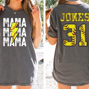 Comfort Colors® Softball Mama Shirt, Softball Shirt, Softball Team, Mother's day shirt, Women's softball shirt, Personalized Softball Gifts image 1