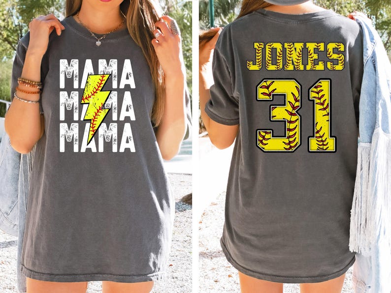 Comfort Colors® Softball Mama Shirt, Softball Shirt, Softball Team, Mother's day shirt, Women's softball shirt, Personalized Softball Gifts image 1