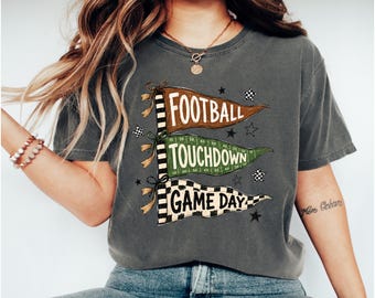 Comfort Colors® Football Game Day Pennant Flag Shirt, Fall Football Game Day Shirt, Football Mom Gift, Football Touchdown Gift Sweatshirt