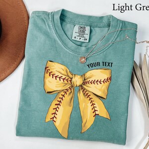 Comfort Colors® Custom Softball Game Day Shirt, Softball Bow Shirt, Softball Fan Shirt, Sports Tee, Womens Softball shirt, Softball Mom Gift image 5