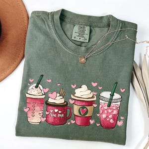 Comfort Colors® Valentines Day Coffee Lover Shirt, Coffee Valentine Shirt, Coffee Shirt, Cute Iced Coffee Latte Shirt, Valentine's Day Shirt image 2