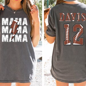 Comfort Colors® Football Mama Shirt, Game days shirt, Custom Football Mom Shirt, Football Mom Tee, Game Day Shirt Football Season, Sport Mom image 1