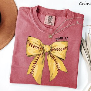 Comfort Colors® Custom Softball Game Day Shirt, Softball Bow Shirt, Softball Fan Shirt, Sports Tee, Womens Softball shirt, Softball Mom Gift image 8