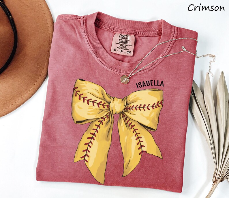 Comfort Colors® Custom Softball Game Day Shirt, Softball Bow Shirt, Softball Fan Shirt, Sports Tee, Womens Softball shirt, Softball Mom Gift image 8
