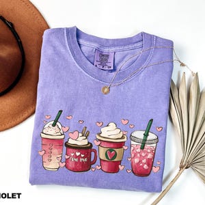 Comfort Colors® Valentines Day Coffee Lover Shirt, Coffee Valentine Shirt, Coffee Shirt, Cute Iced Coffee Latte Shirt, Valentine's Day Shirt image 4