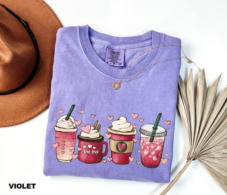 Comfort Colors® Valentines Day Coffee Lover Shirt, Coffee Valentine Shirt, Coffee Shirt, Cute Iced Coffee Latte Shirt, Valentine's Day Shirt image 4