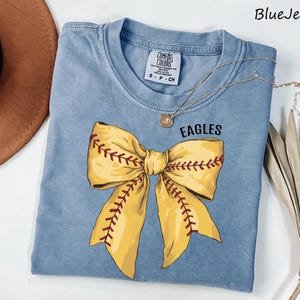 Comfort Colors® Custom Softball Game Day Shirt, Softball Bow Shirt, Softball Fan Shirt, Sports Tee, Womens Softball shirt, Softball Mom Gift image 9
