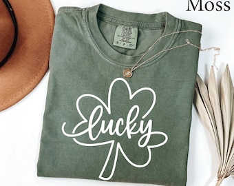 Comfort Colors® Lucky Shamrock St. Patrick's Day Shirt, Cute Irish Shirt, St Patty's Shirt, Lucky Shirt, Shamrock Lucky Shirt, Irish Shirt